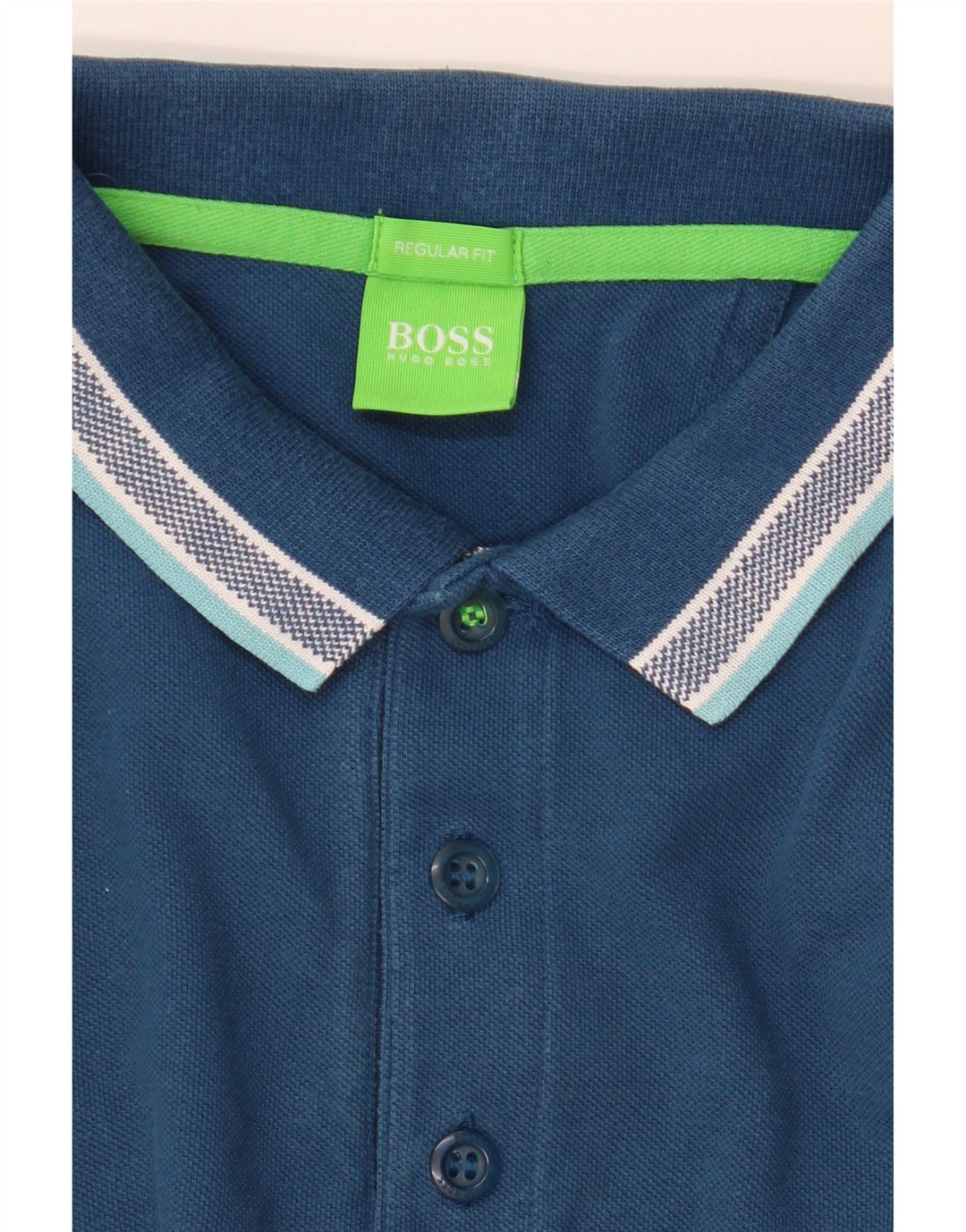 HUGO BOSS Polo à manches longues coupe classique pour hommes, petit bleu
