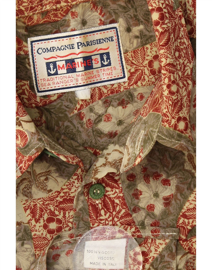 COMPAGNIE Chemise Manches Courtes Homme Kaki Floral Viscose