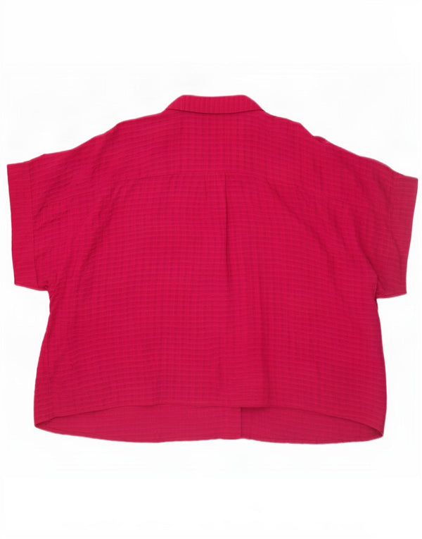 Monsoon Chemise surdimensionnée à manches courtes pour femme UK 20 2XL Viscose à carreaux rose