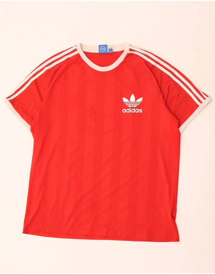 Adidas T-Shirt Homme Top XL Rouge Rayé Polyester
