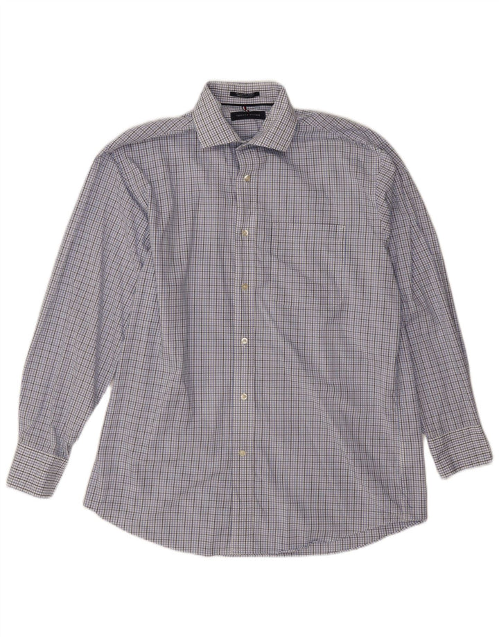 Tommy Hilfiger Chemise coupe régulière pour homme Taille 15 1/2 Coton à carreaux bleu moyen