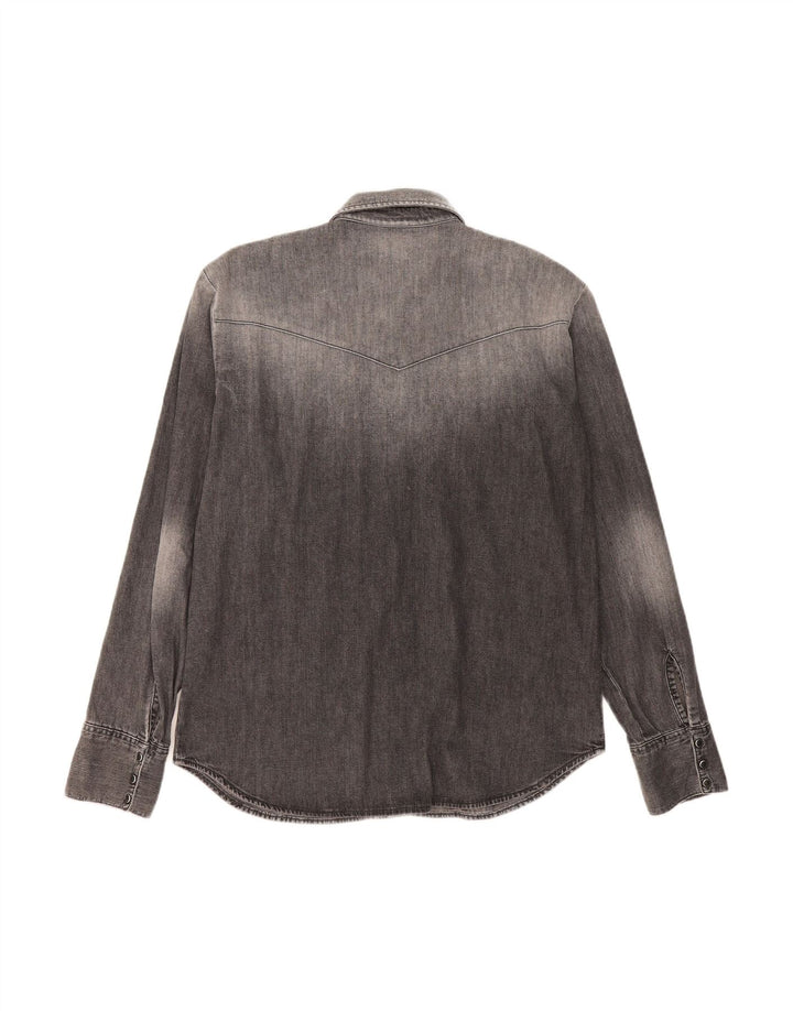 LEE Mens Denim Shirt Large Grey Cotton