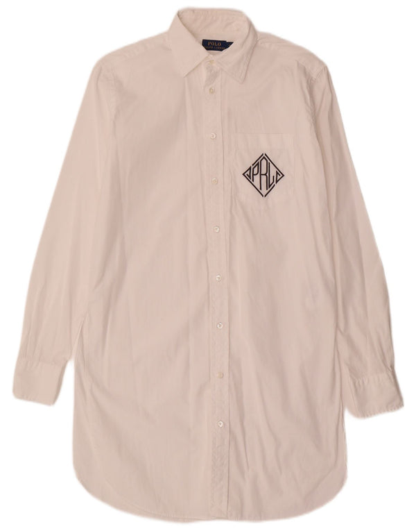 Polo Ralph Lauren Robe chemise surdimensionnée à manches longues pour femme US 00 2XS Blanc