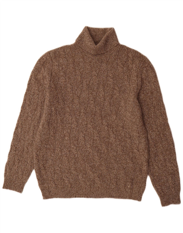 Massimo Dutti Pull col roulé pour homme, grand, marron moucheté