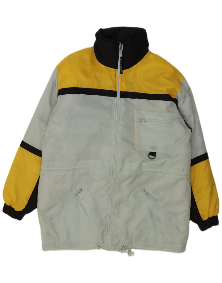 veste de ski homme vintage UK 38 Polyester colorblock bleu moyen