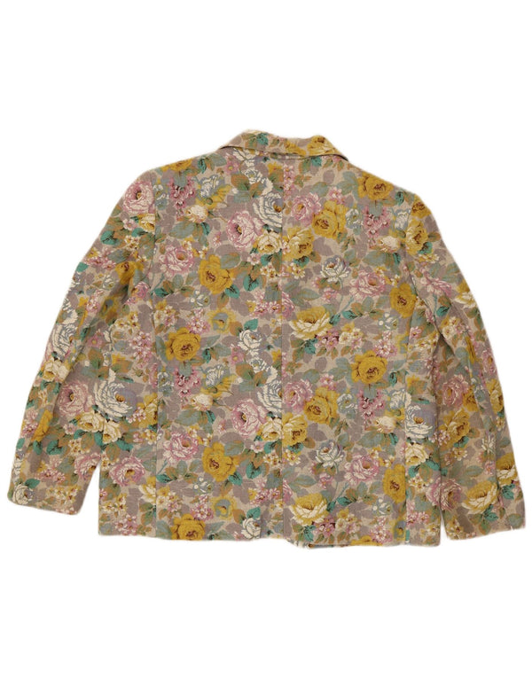 vintage Femme 3 Bouton Blazer Veste UK 16 Grand Floral Multicolore