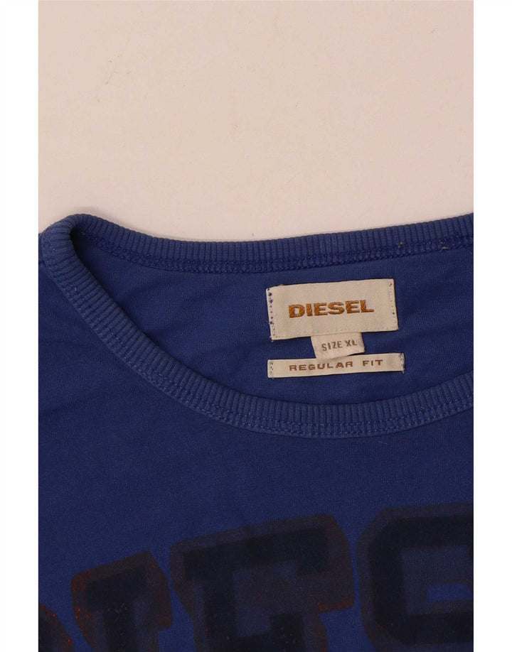 Diesel Hommes Regular Fit Graphic T-Shirt Top XL Bleu