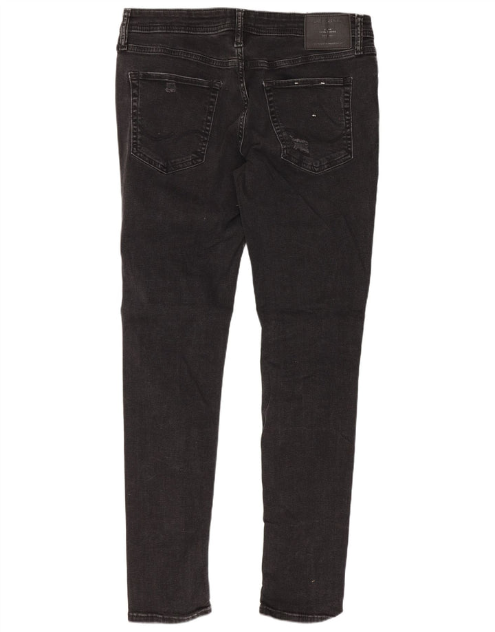 Jack & Jones Mens Distressed Slim Jeans W34 L32 Black Cotton