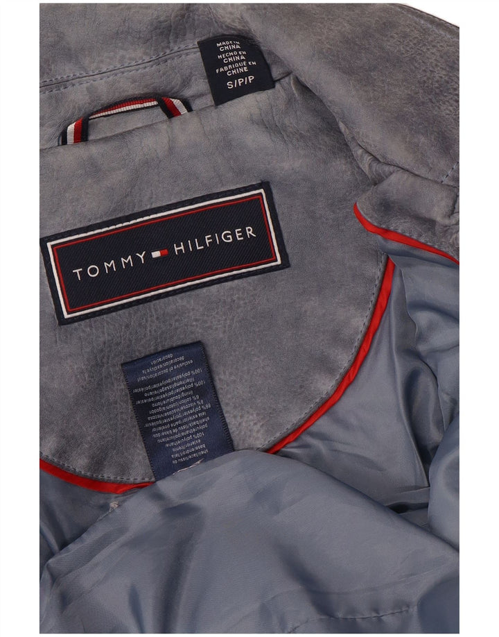 Tommy Hilfiger Veste de motard en similicuir pour femme UK 10 Small Gris