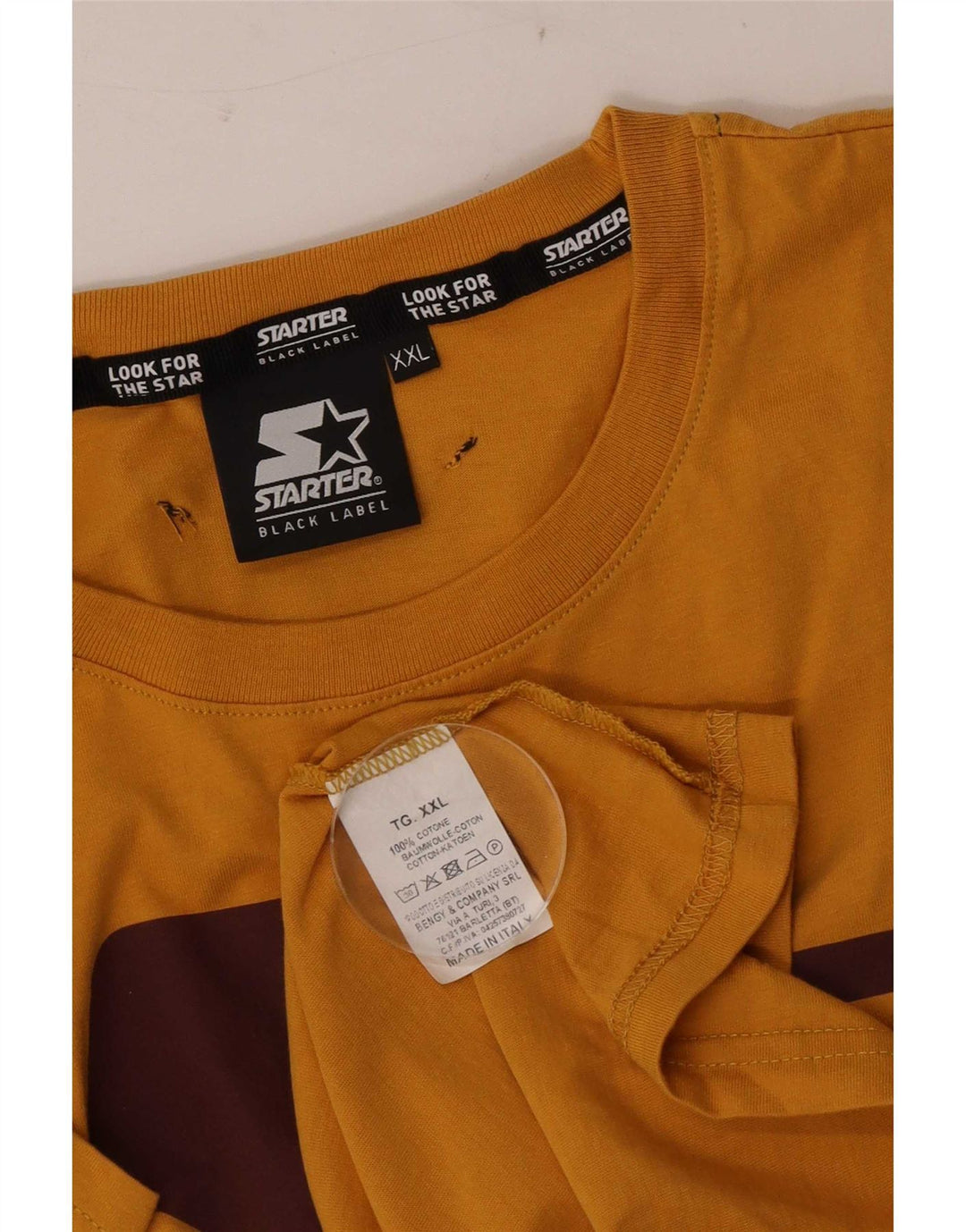 Starter T-Shirt Graphique Homme Top 2XL Jaune Coton