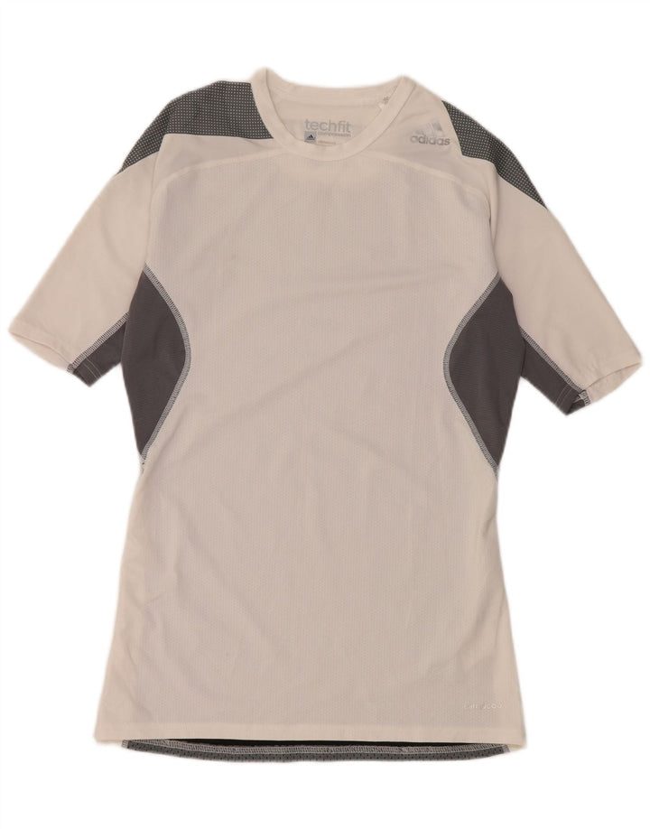 Adidas T-shirt de compression graphique pour homme, grand, blanc, color block