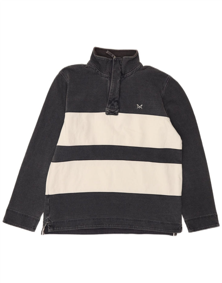 Crew Clothing Sweat-shirt à col zippé pour homme Rayé bleu marine moyen