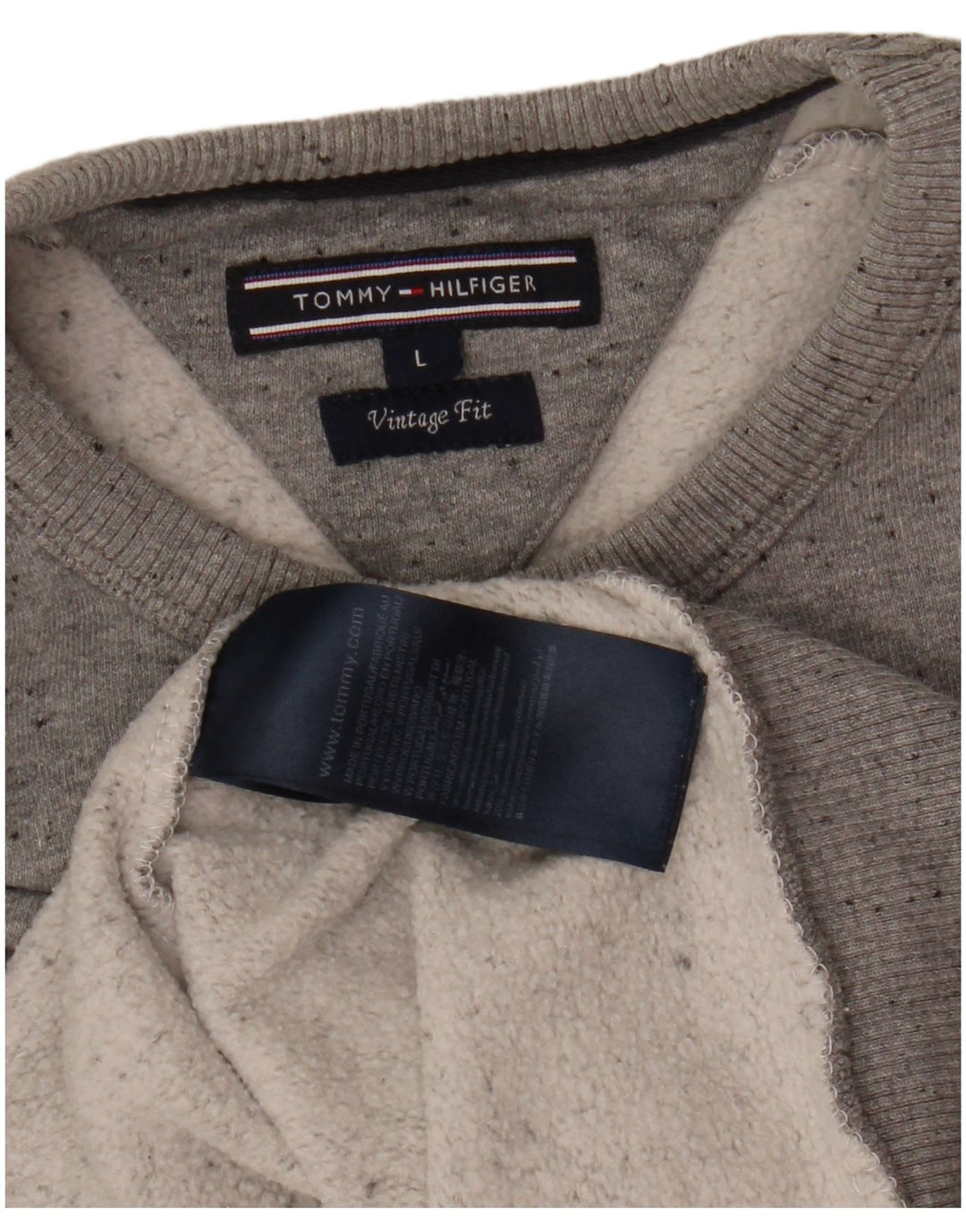 TOMMY HILFIGER Sweat-shirt coupe vintage pour femme UK 16 Large Gris