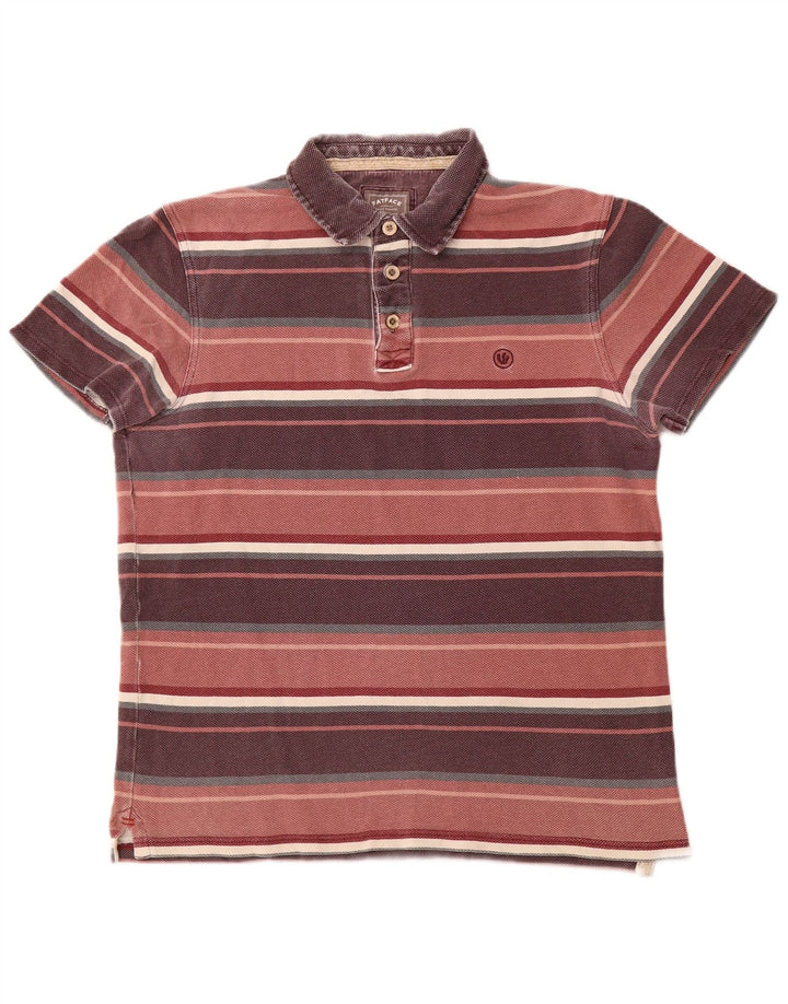 FAT FACE Polo Homme Coton Rayé Bordeaux Moyen