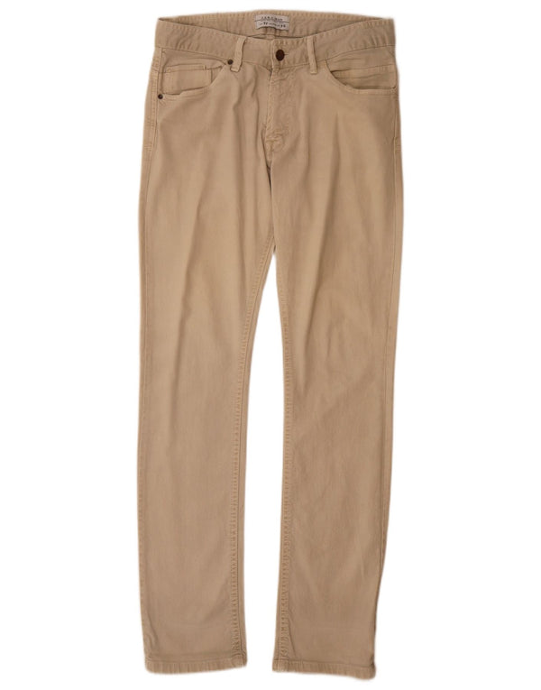 Zara Pantalon décontracté slim pour homme EU 38 Small W30 L32 Coton beige