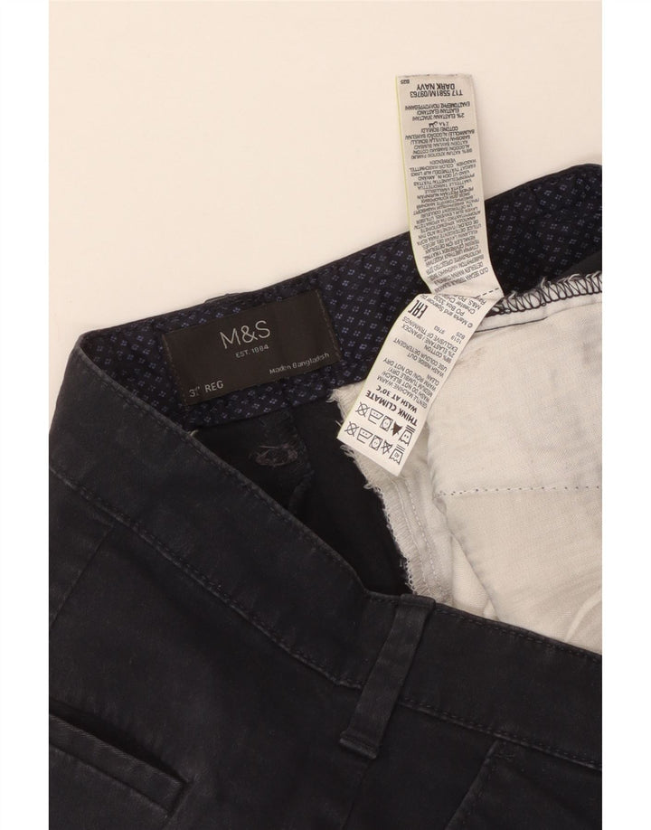 MARKS & SPENCER Short Chino Homme Coupe Regular W32 Bleu Marine Moyen Coton