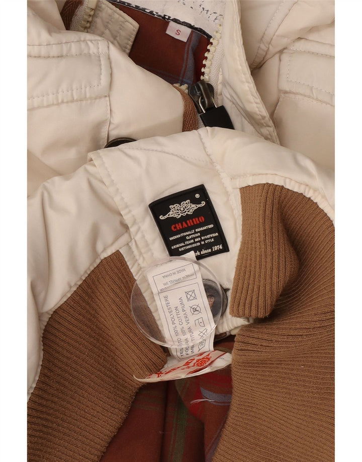 Charro Veste matelassée à capuche graphique pour homme UK 36 Small Blanc Polyester