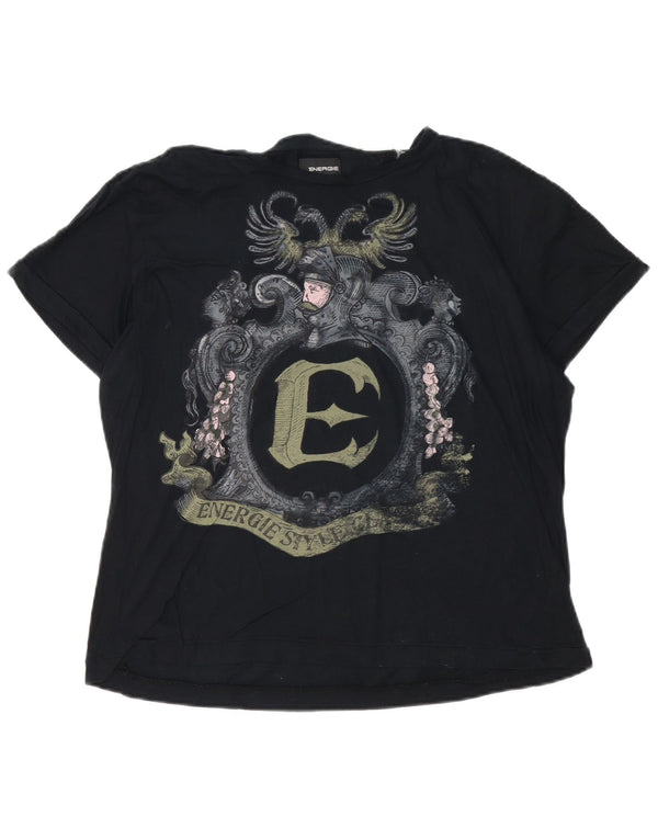 Energie T-shirt graphique pour femme UK 18 XL Noir Coton