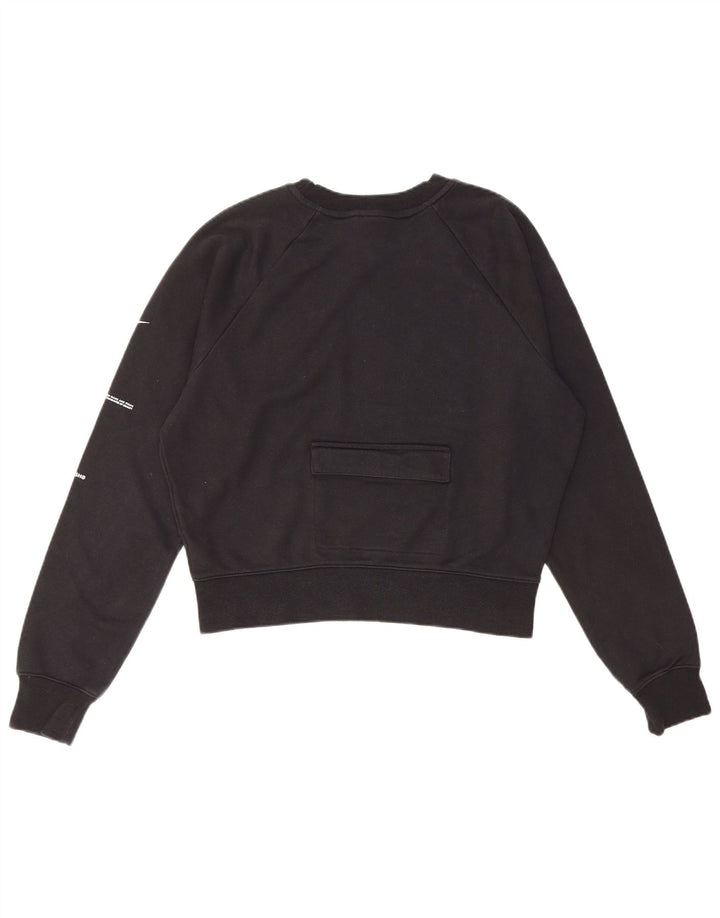 Nike Femme Swoosh Crop Sweat-shirt surdimensionné UK 10 Petit Noir