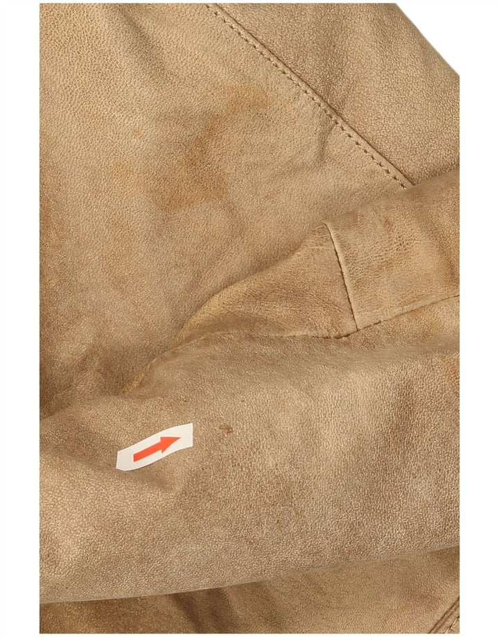 vintage Mens 2 Bouton Suede Blazer Veste UK 40 Grand Cuir Beige