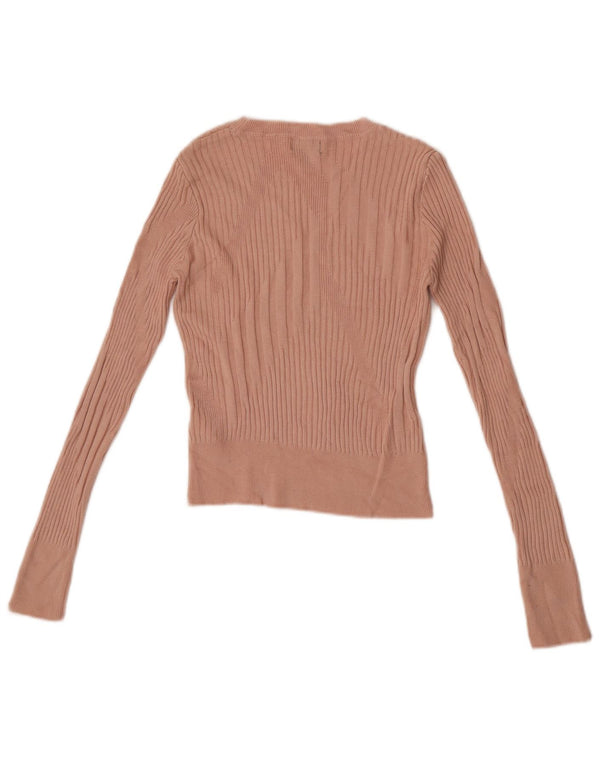 Topshop Femme Crop Top Manches Longues UK 6 XS Rose Viscose
