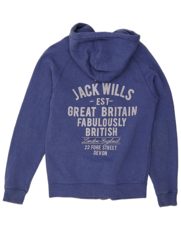 Jack Wills Pull à capuche zippé graphique pour homme XS en coton bleu