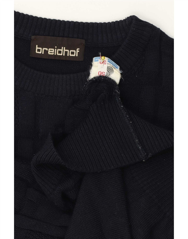 Breidhof Pull ras du cou pour homme IT 50 Bleu marine moyen Laine vierge
