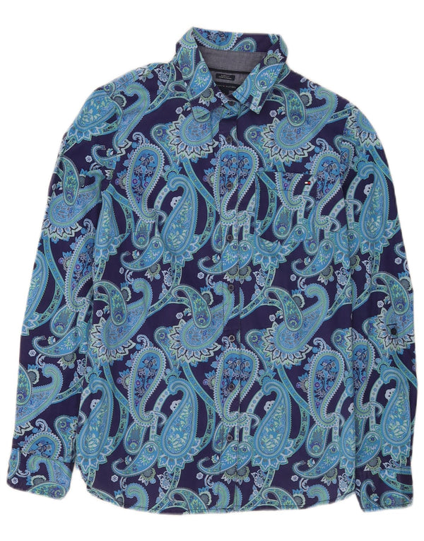 Tommy Hilfiger Chemise coupe classique pour femme UK 10 Petit Bleu Paisley Moderne