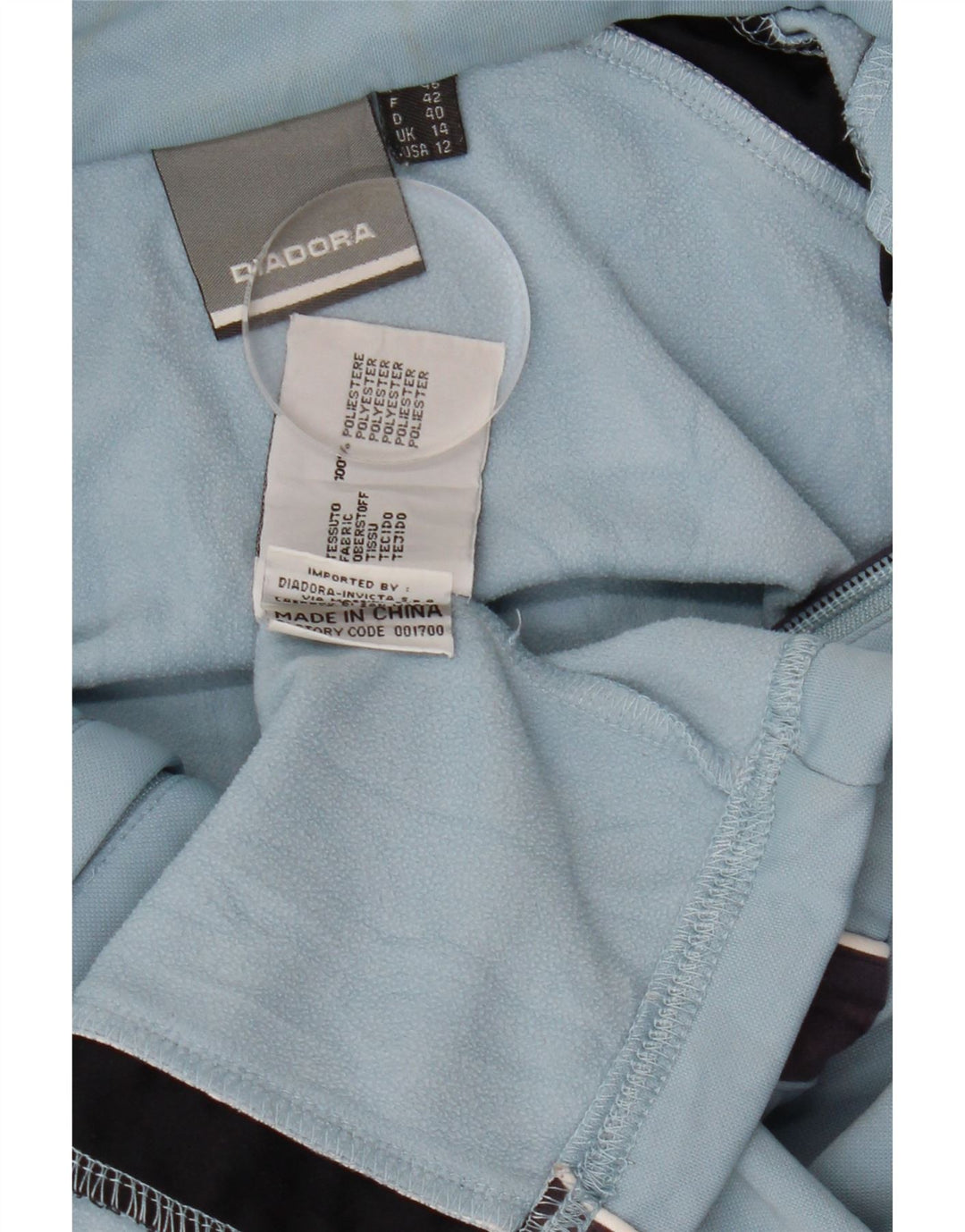 DIADORA Veste de survêtement pour femme UK 14 Large Bleu Colorblock Polyester