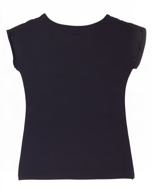 Emporio Armani T-Shirt Femme Top UK 14 Large Bleu Marine Viscose