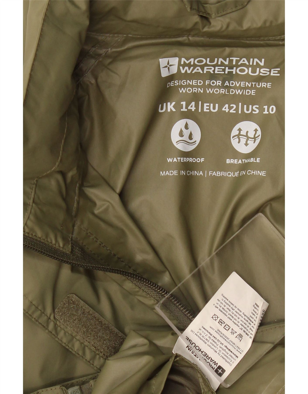 Mountain Warehouse Veste de pluie pour femme UK 14 Large Kaki Nylon