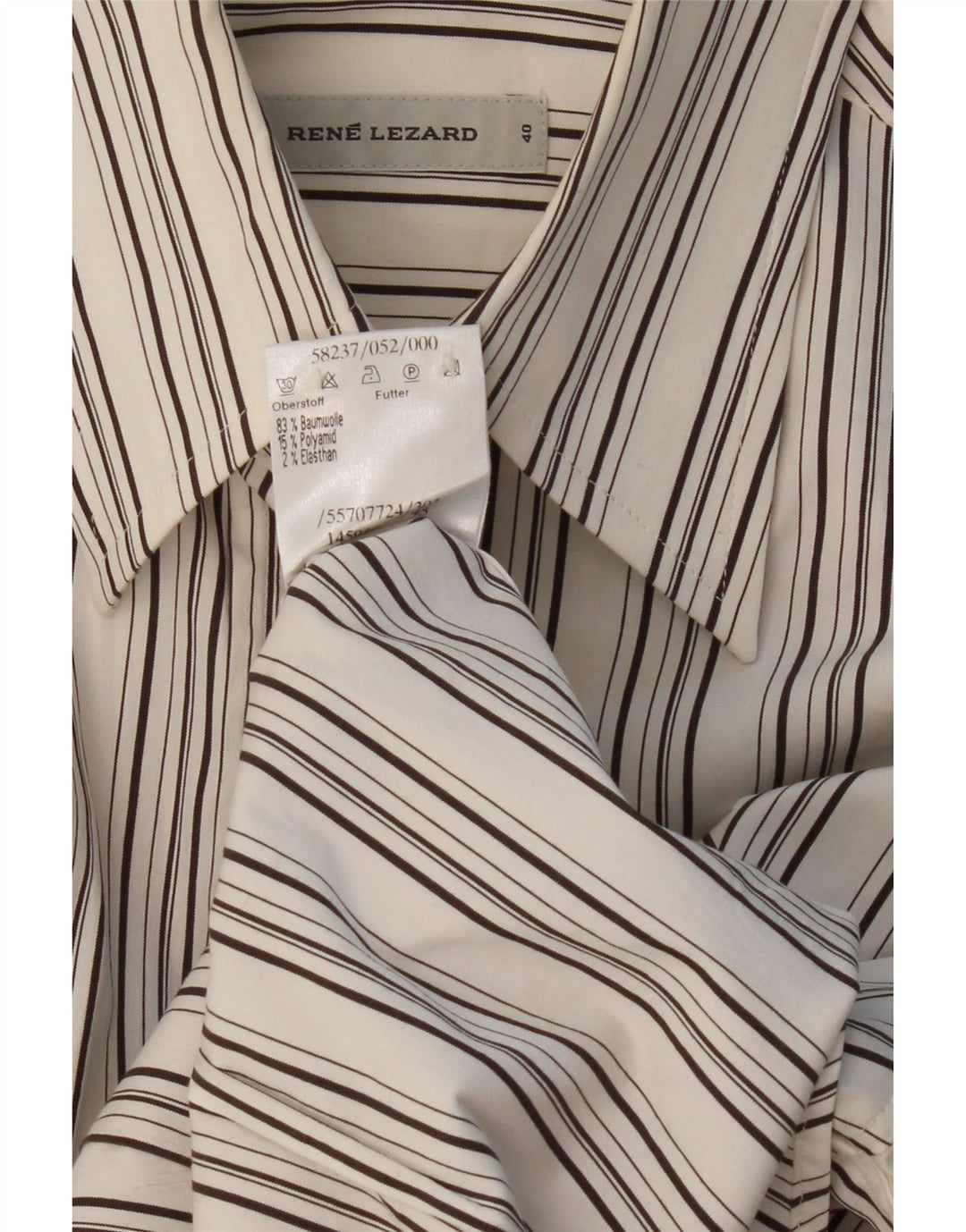 RENE LEZARD Womens Shirt IT 40 Small White Striped Cotton Vintage Rene Lezard and Second-Hand Rene Lezard from Messina Hembry 
