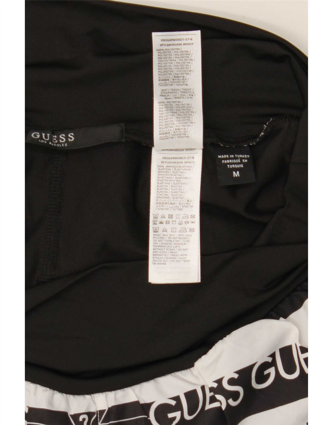 Guess Short de sport graphique pour femme UK 12 Polyester rayé noir moyen