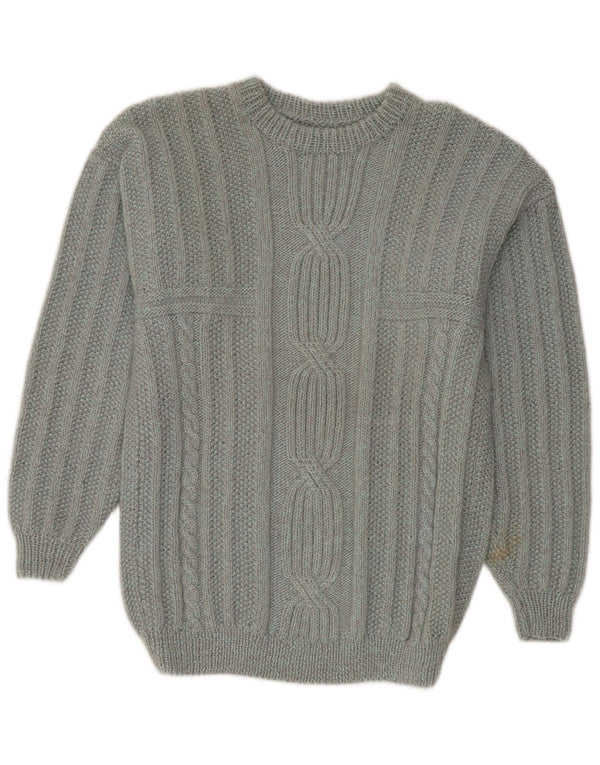 Pull vintage à col rond pour homme Gris moyen