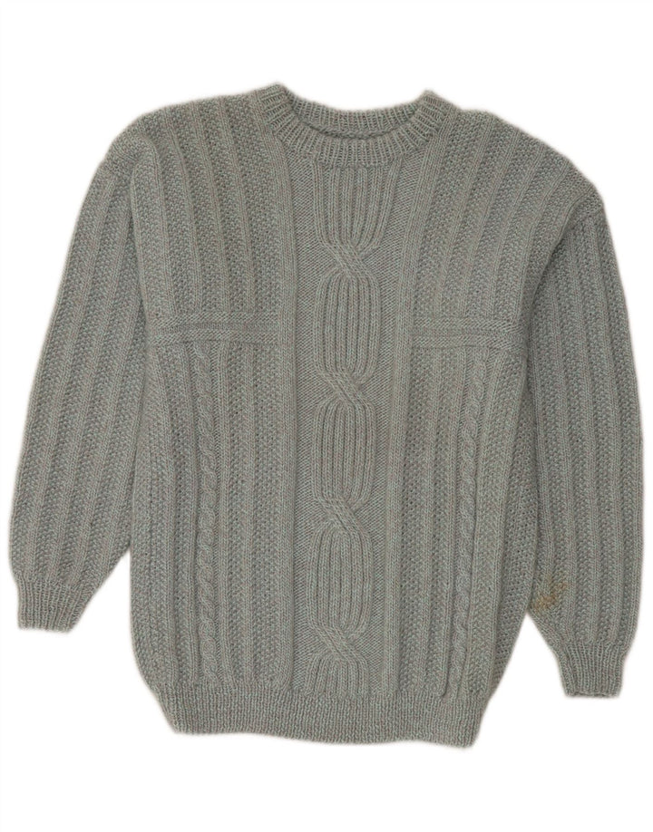 Pull vintage à col rond pour homme Gris moyen