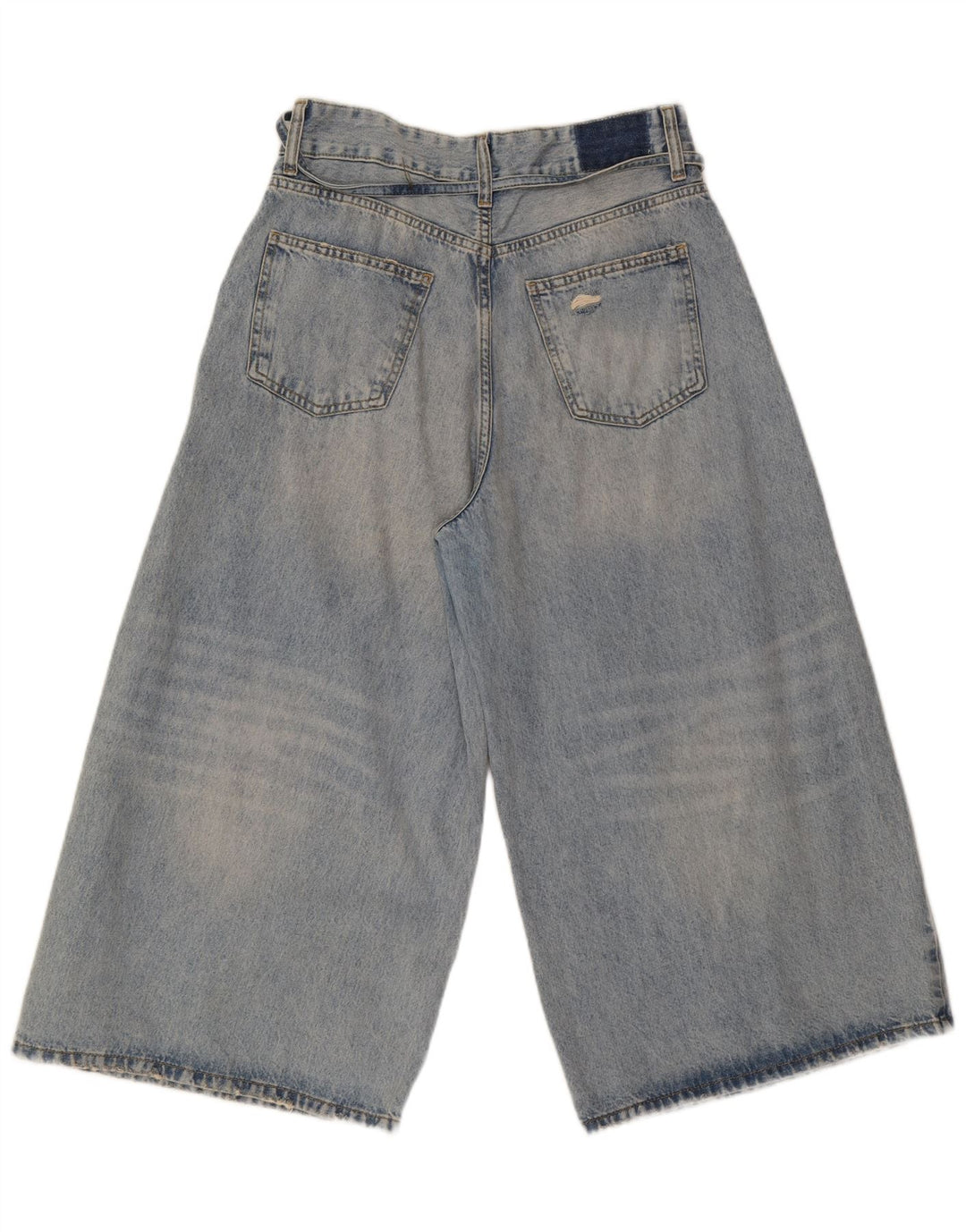 Zara Jean Capri à jambe large pour femme EU 40 Medium W30 L21 Bleu Coton