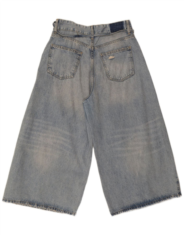 Zara Jean Capri à jambe large pour femme EU 40 Medium W30 L21 Bleu Coton