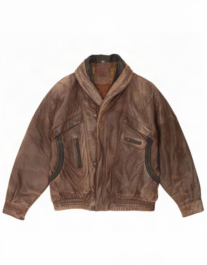 Rover&Lakes Veste en Cuir Homme IT 52 XL Marron
