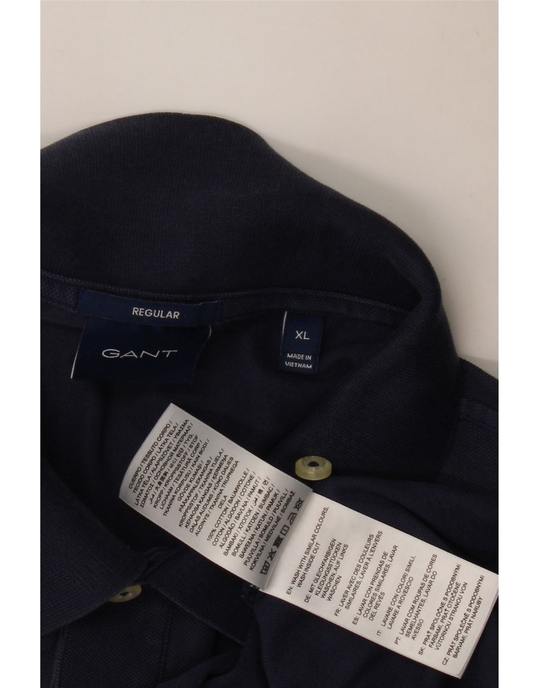 GANT Homme Regular Manches Longues Polo XL Bleu Marine Coton