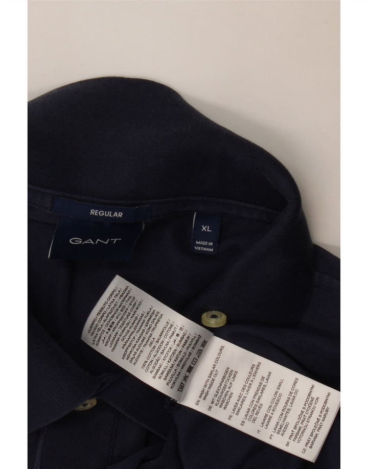 GANT Homme Regular Manches Longues Polo XL Bleu Marine Coton