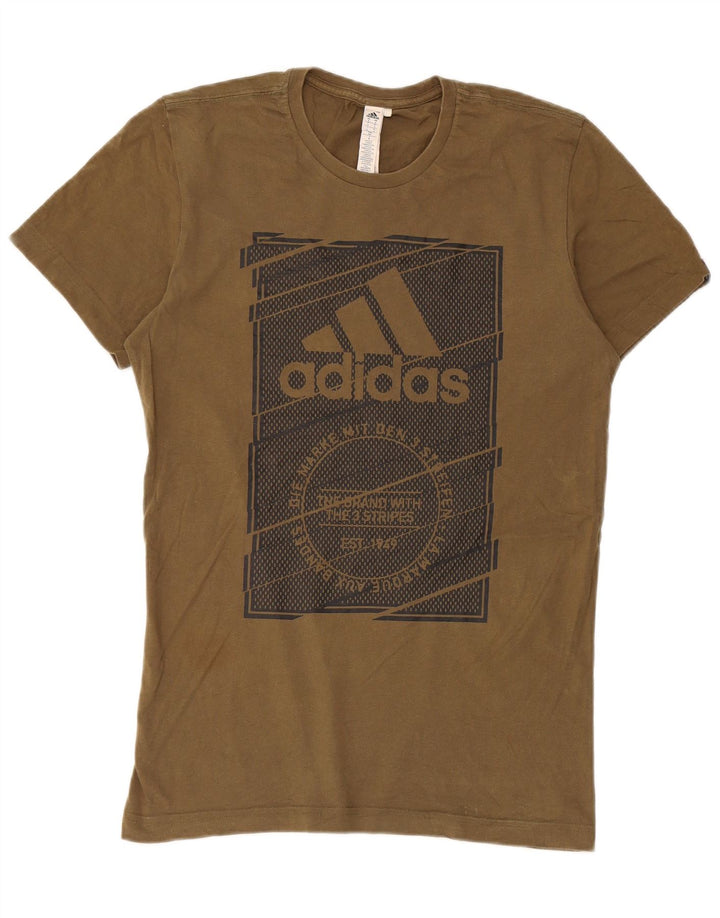 Adidas T-shirt graphique pour homme Petit coton kaki