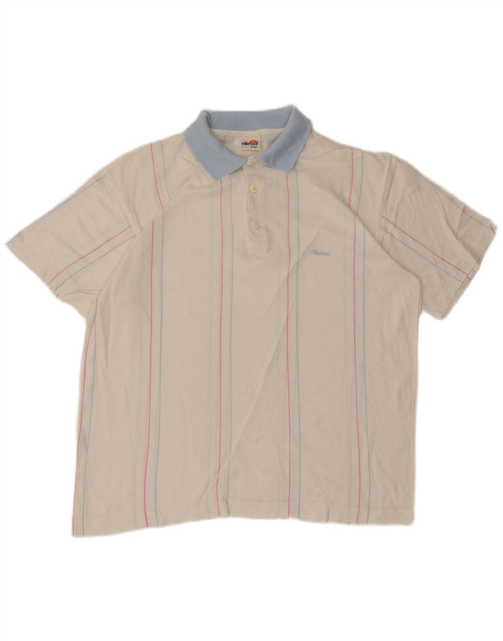 Ellesse Polo Homme Coton Rayé Blanc Moyen