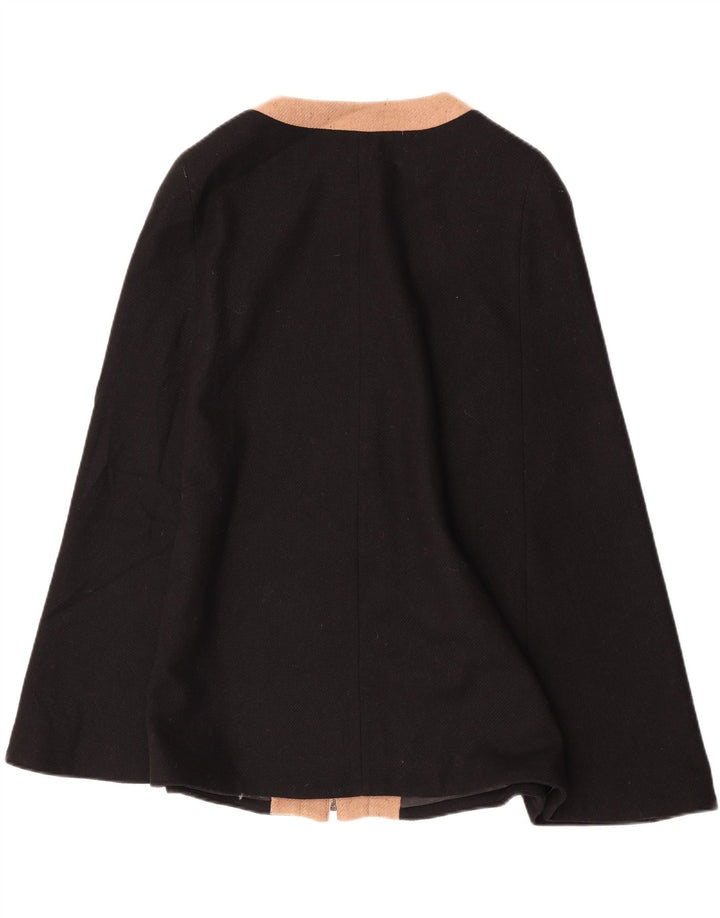 Laura Ashley Manteau Poncho Femme UK 16 Grande Laine Colorblock Noir