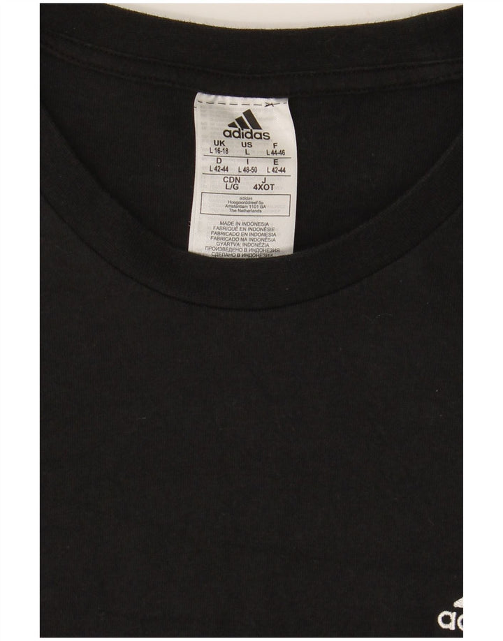 ADIDAS Haut Femme Manches Longues UK 16/18 Large Noir Coton