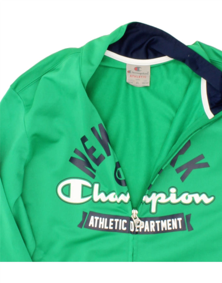 CHAMPION Boys Graphic Tracksuit Top Jacket 13-14 Years XL  Green Polyester Vintage Champion and Second-Hand Champion from Messina Hembry 