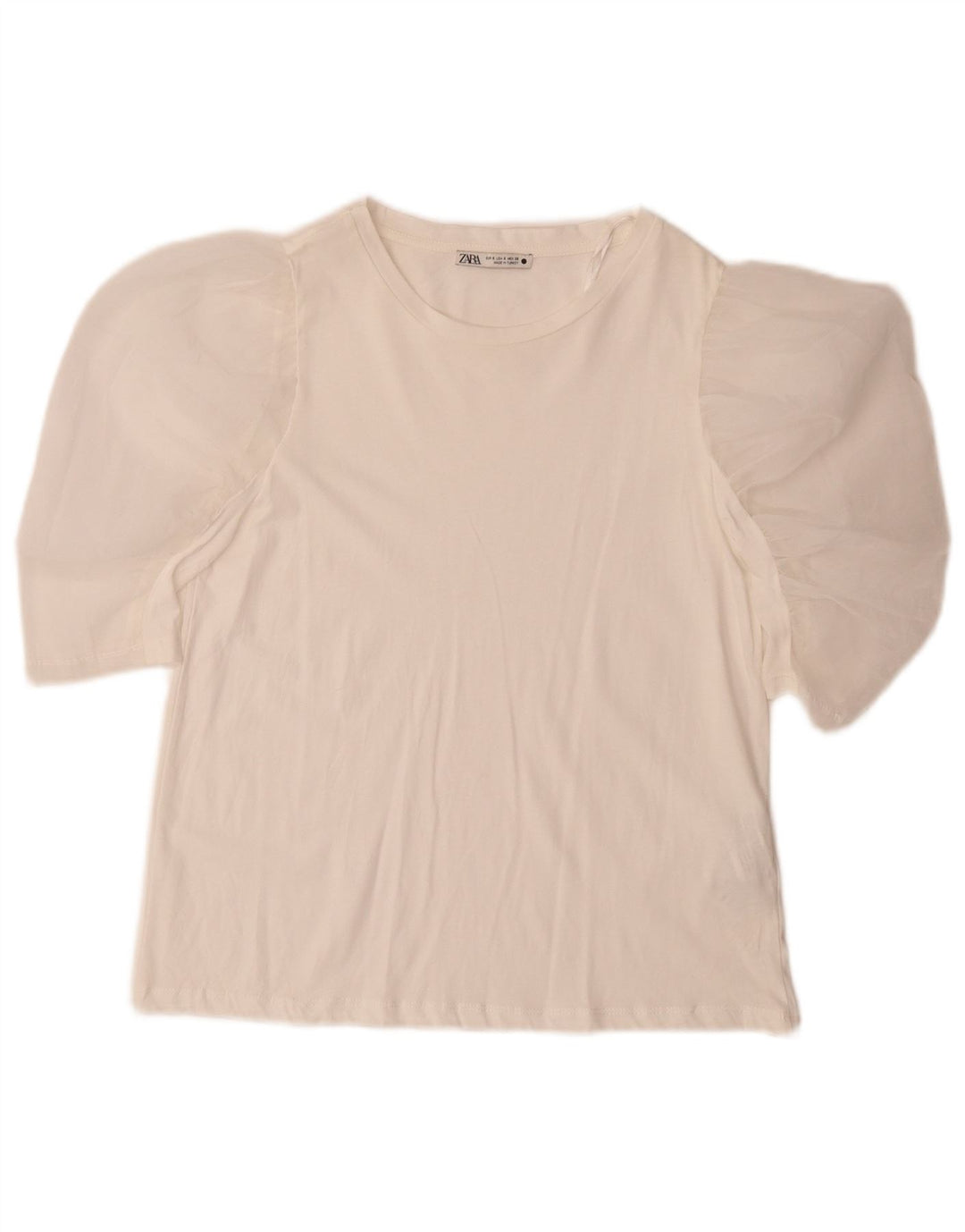 Zara Femme Chemisier Top UK 10 Petit Coton Blanc