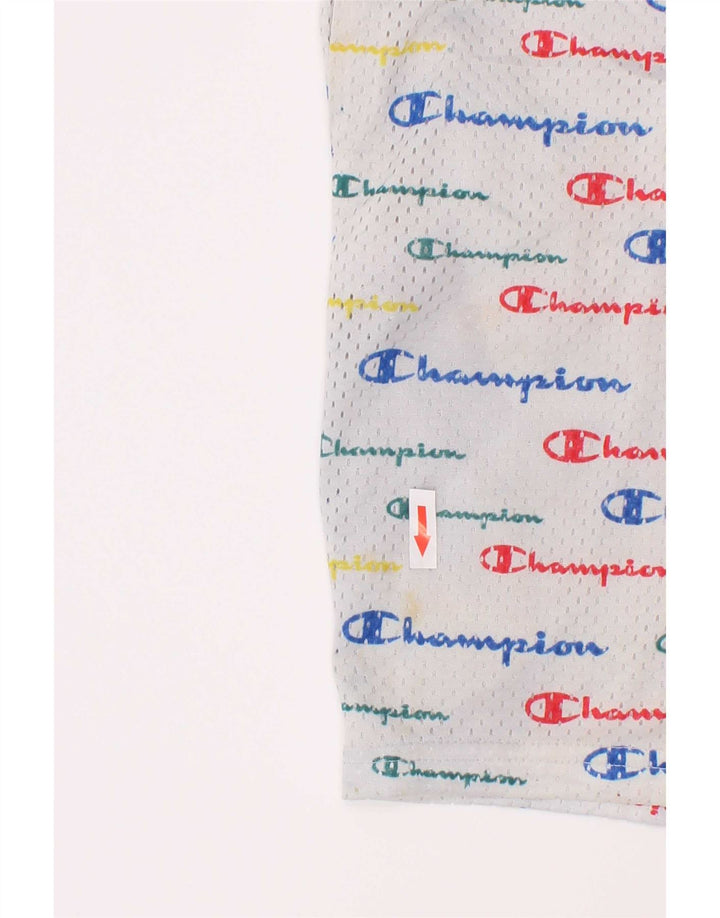 Champion Short de Sport Graphique Garçon 11-12 Ans Grand Blanc Polyester