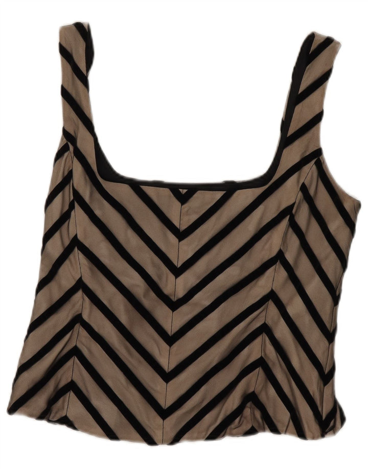Coast Haut court sans manches pour femme UK 42 Polyester à chevrons beige moyen