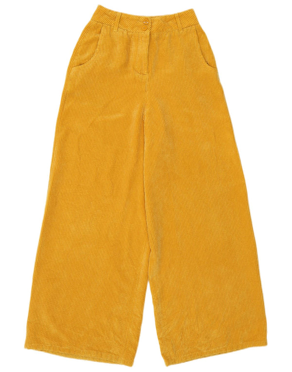 BENETTON Pantalon taille haute en velours côtelé pour femme XS W24 L28 Jaune