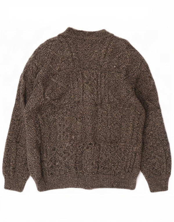 vintage Mens Cardigan Sweater 2XL Gris Moucheté Laine